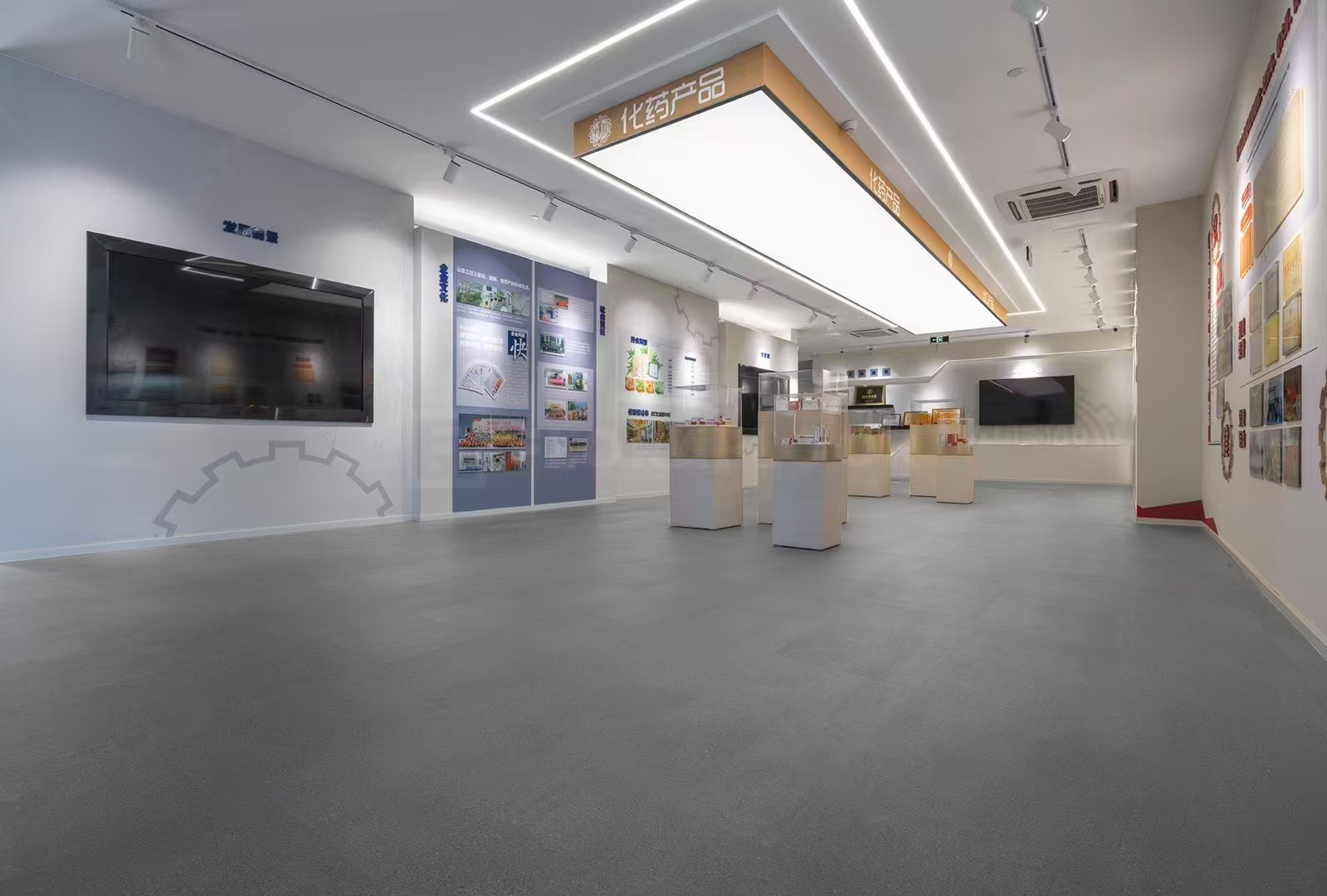 spc flooring stone pattern used in exhibition hall